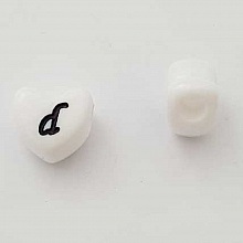 Perle C&oelig;ur Lettre D Blanc Noir 11mm