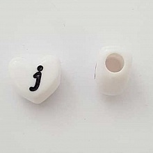 Perle C&oelig;ur Lettre J Blanc Noir 11mm