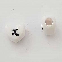 Perle C&oelig;ur Lettre X Blanc Noir 11mm