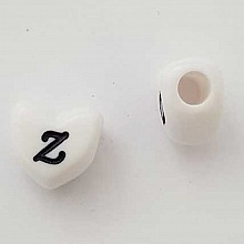 Perle C&oelig;ur Lettre Z Blanc Noir 11mm