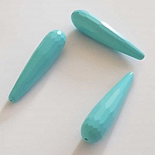 Perle Goutte Facett&eacute;e Bleu Ciel 40 mm
