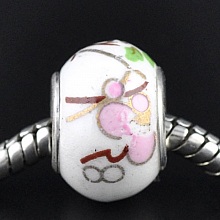 Perle N&deg;0044 Blanc Rose compatible europ&eacute;en