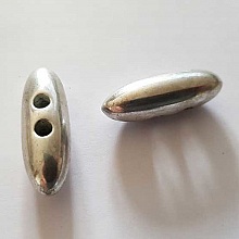 Perle ovale 2 trous en CCB ( Plastique dur et l&eacute;ger ) argent&eacute; galet 36 mm 08