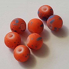 Perle Ronde effet gomme tachet&eacute; 10 mm Orange 01