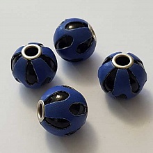 Perle ronde en cuir N&deg;10 Bleu