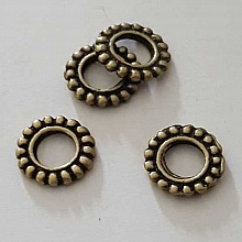 Perle rondelle plate anneau intercalaire en m&eacute;tal argent&eacute; 025 Bronze