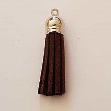 Pompon su&eacute;dine uni 43 mm N&deg;10 Marron Fonc&eacute;