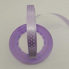 Ruban a pois mauve et blanc de 10 mm au m&egrave;tre