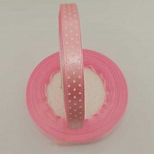 Ruban a pois rose et blanc de 10 mm au m&egrave;tre
