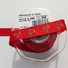 Ruban Galon 15 mm motif fantaisie cerise N&deg;03