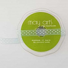 Ruban a pois bleu et blanc de 12 mm au m&egrave;tre