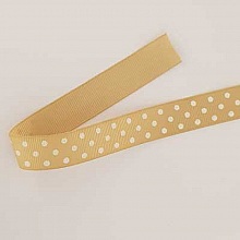 Ruban a pois gros grain beige et blanc de 16 mm au m&egrave;tre