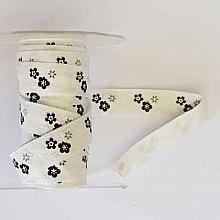 Ruban Galon 16 mm motif fleur N&deg;02