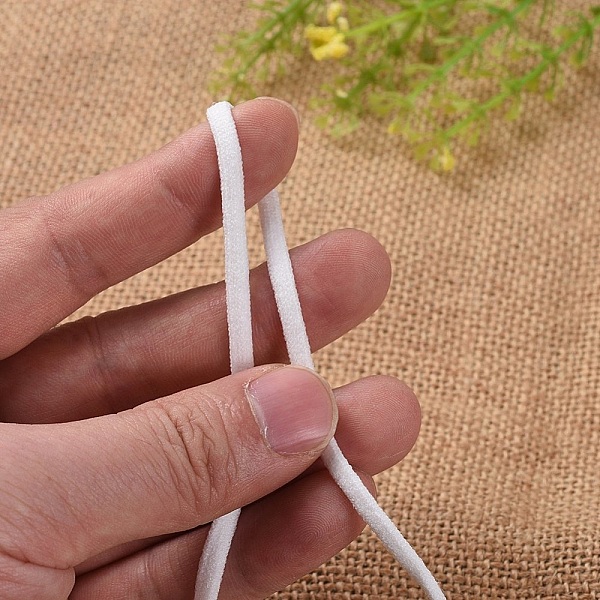 &Eacute;lastique Polyester Plat 4 mm blanc au 10 cm