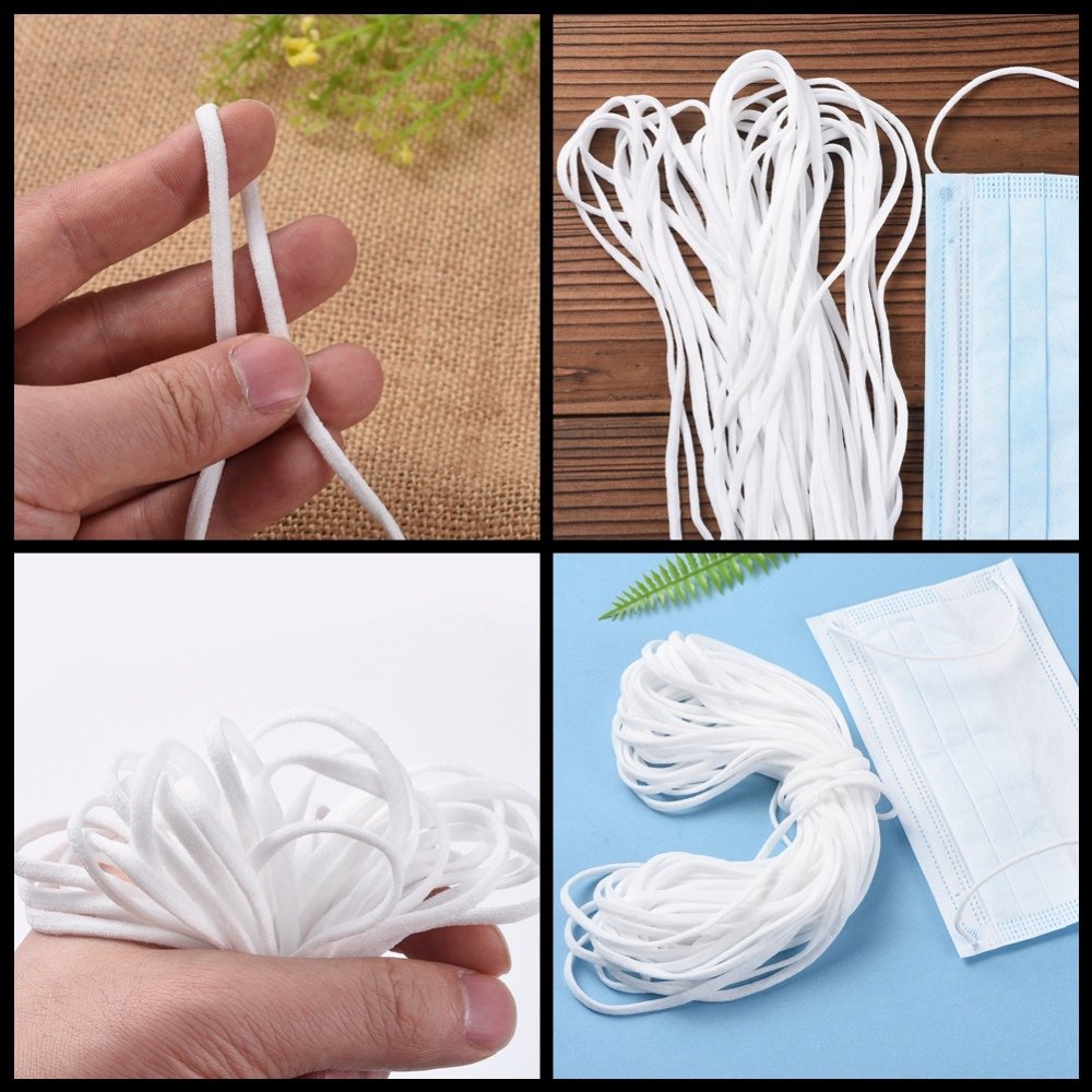 &Eacute;lastique Polyester Plat 4 mm blanc au 10 cm