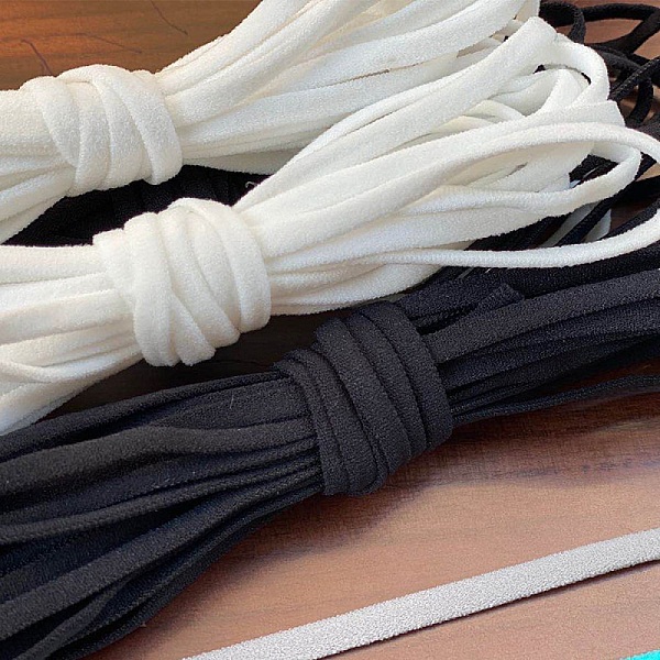 &Eacute;lastique Polyester Nylon Plat 4 mm noir au m&egrave;tre