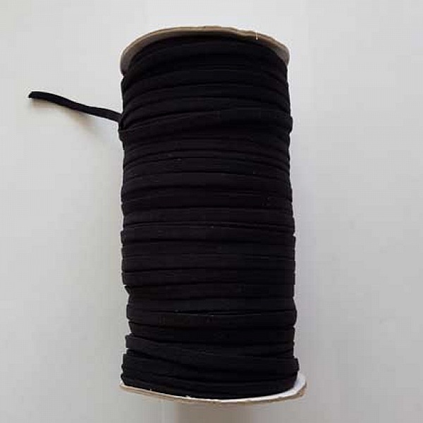 Rouleau de 100 mètres d'élastique plat noir 4 mm.