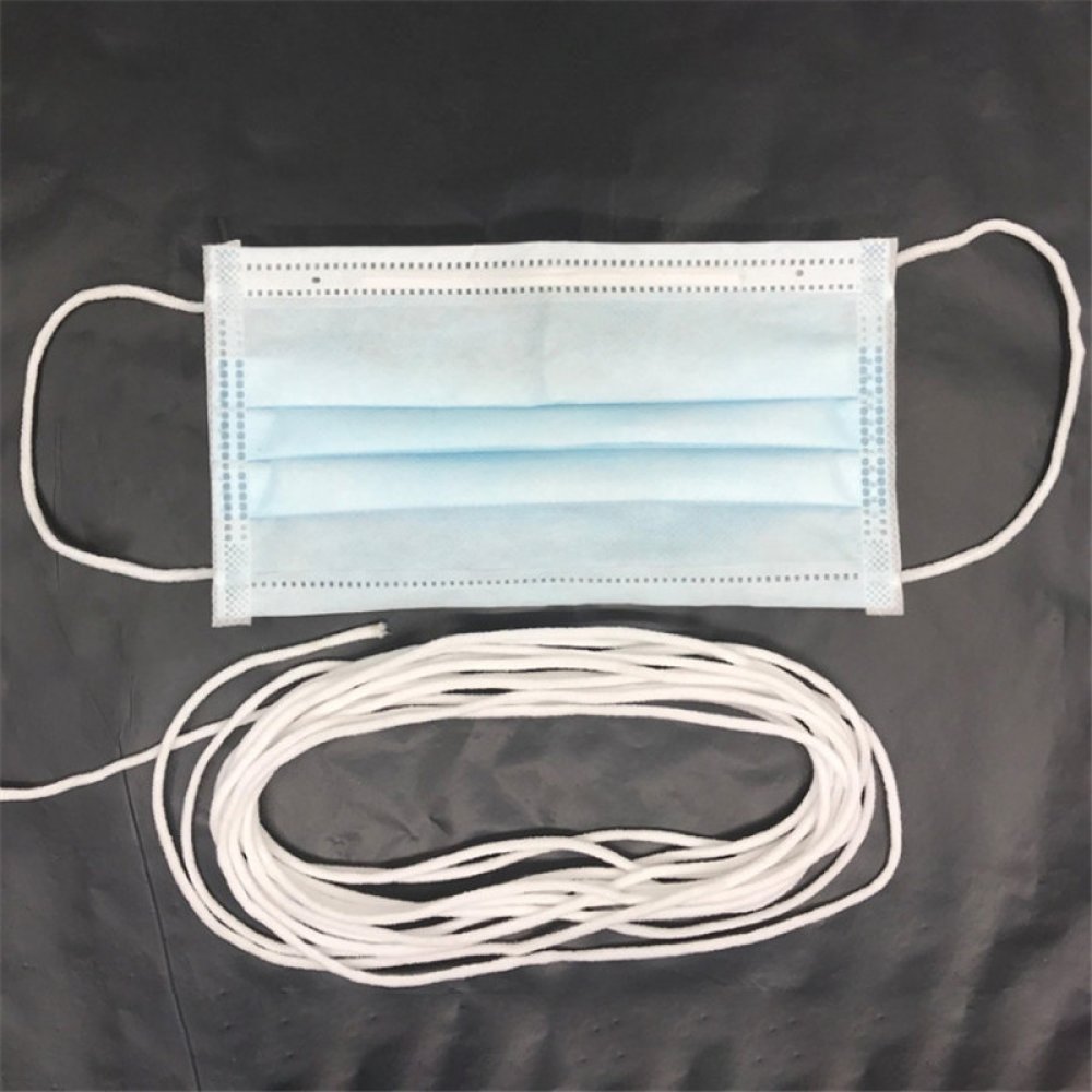 &Eacute;lastique masque Polyester rond blanc 5 mm x 20 m&egrave;tres