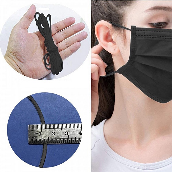 &Eacute;lastique masque Polyester rond 2.5 mm Noir