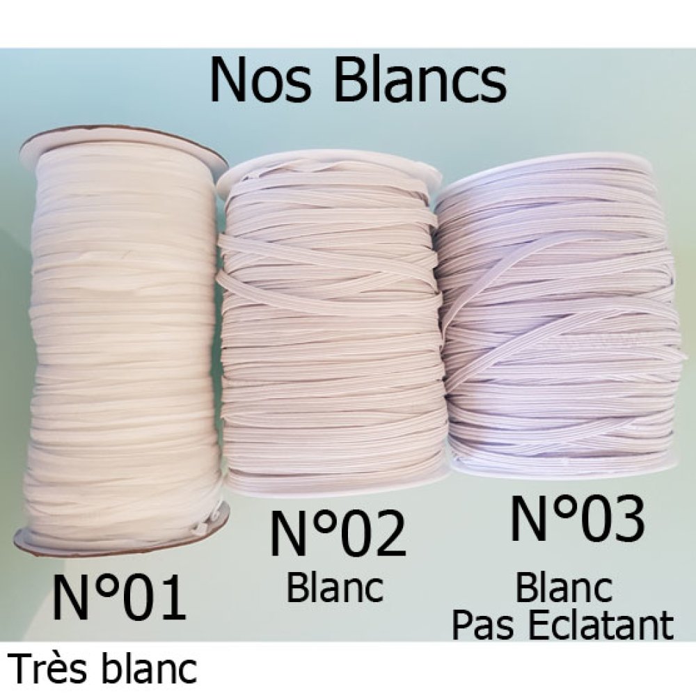 &Eacute;lastique plat 3 mm x 150 m Blanc
