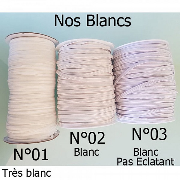 &Eacute;lastique plat 3 mm x 150 m Blanc