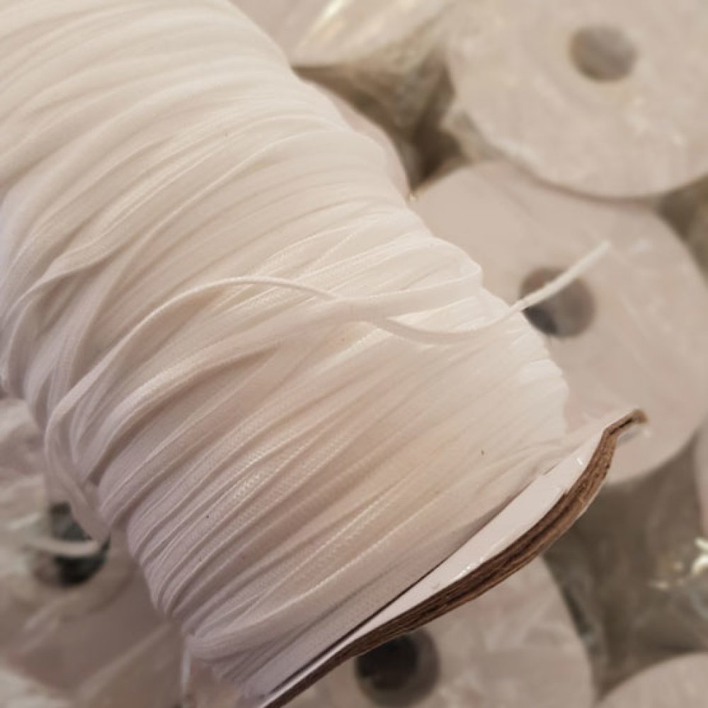 &Eacute;lastique masque plat 3 mm Blanc layette souple au m&egrave;tre