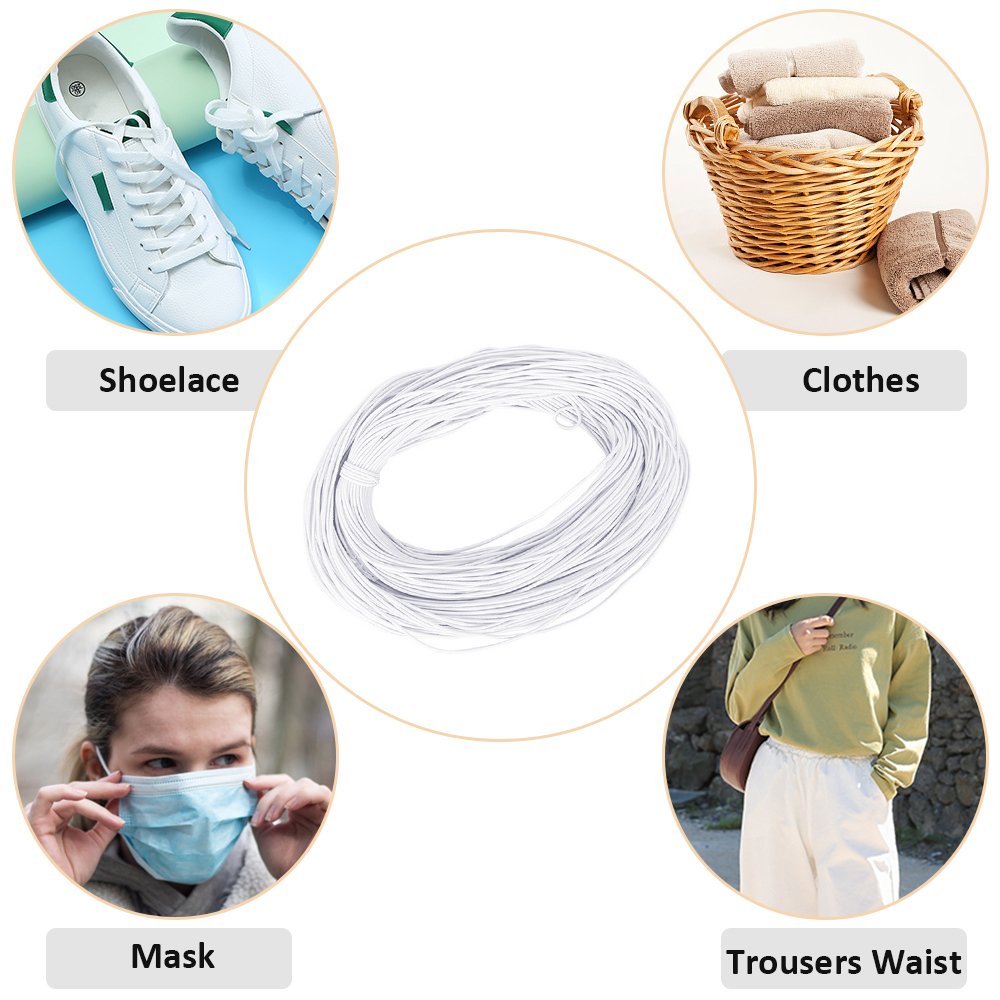&Eacute;lastique masque rond 2.5 mm Blanc au 10 cm