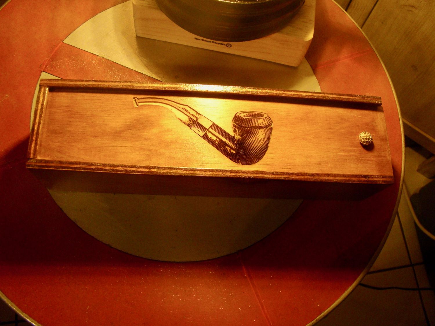 Boite &agrave; pipe vintage avec sa pipe