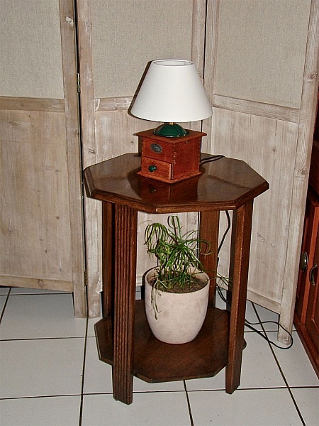 Lampe ancien moulin &agrave; caf&eacute; vert