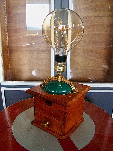 Lampe ancien moulin &agrave; caf&eacute; EDISON