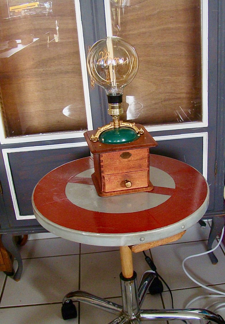 Lampe ancien moulin &agrave; caf&eacute; EDISON