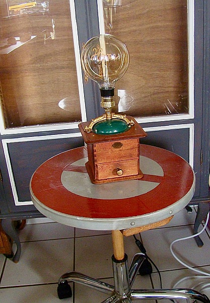 Lampe ancien moulin &agrave; caf&eacute; EDISON