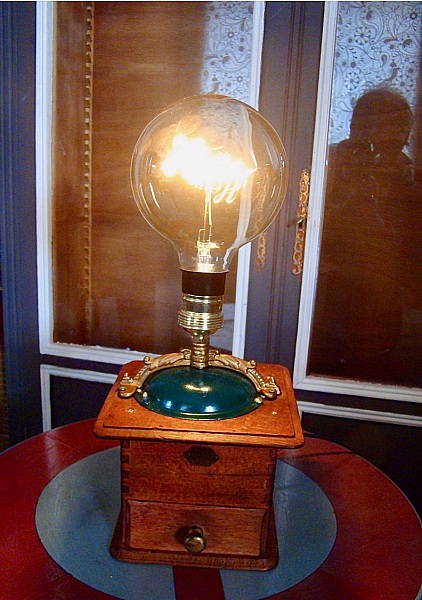 Lampe ancien moulin &agrave; caf&eacute; EDISON