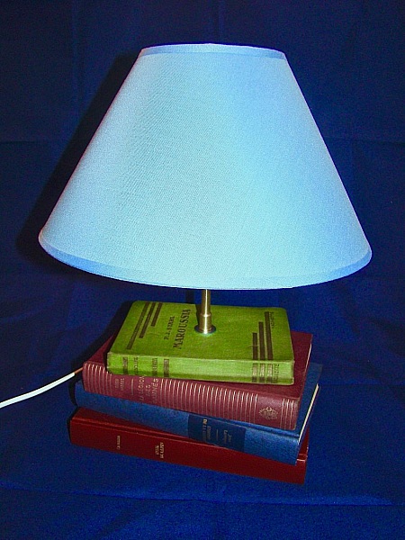 Lampe anciens livres, bleue 