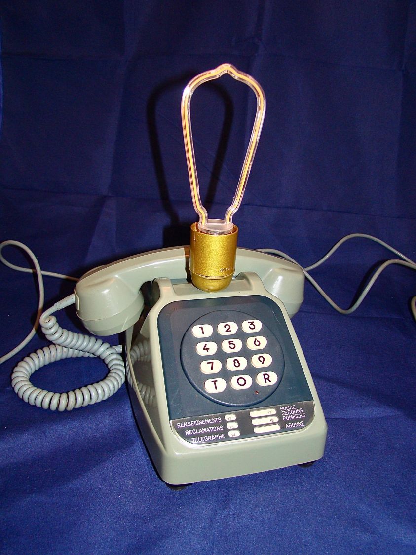 lampe t&eacute;l&eacute;phone blue n&eacute;on style 80' 