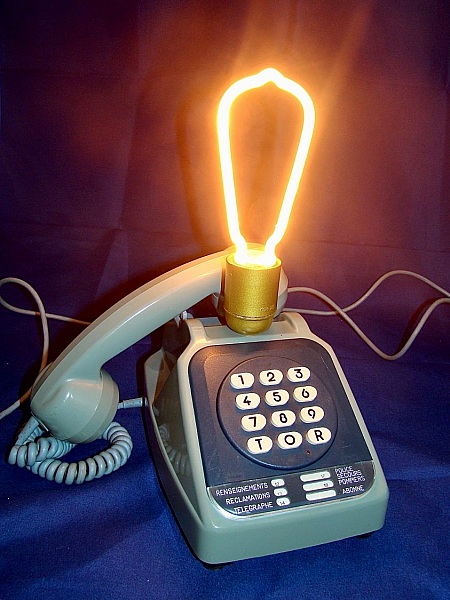 lampe t&eacute;l&eacute;phone blue n&eacute;on style 80' 