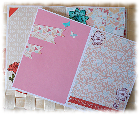 Carnet, album, recueil de po&egrave;mes fleurs d'&eacute;t&eacute; "Happy Mother's day" multicolore bleu rose en papier carton