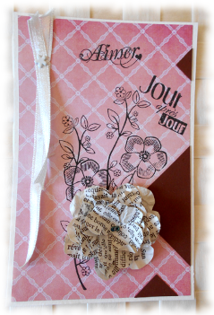Carte pour Aimer jour apr&egrave;s jour et offrir du bonheur aux couleurs tendres vieux rose marron
