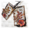 Duo de minis cartes alt&eacute;r&eacute;es scrap&eacute;es vintage gris et fleur rose toutes occasions