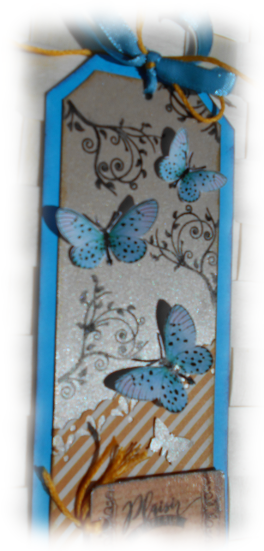 Etiquette carte tag scrap bordur&eacute;e shabby bleu orange beige "Plaisir d'offrir" pour cadeau, f&ecirc;te, amiti&eacute;, amour, anniversaire, remerciement,   