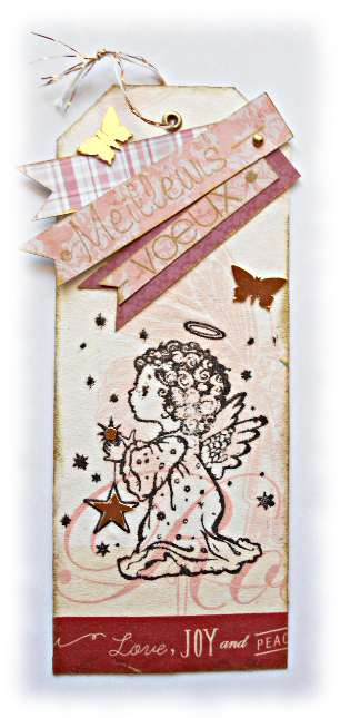 Meilleurs voeux avec ce marque-pages "Ange aux &eacute;toiles" de f&ecirc;tes de fin d'ann&eacute;e, un signet ou une carte originale et brillante