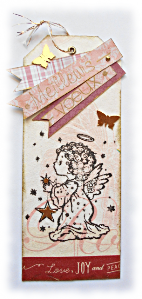 Meilleurs voeux avec ce marque-pages "Ange aux &eacute;toiles" de f&ecirc;tes de fin d'ann&eacute;e, un signet ou une carte originale et brillante