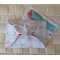Mini enveloppe papiers doubles, ext&eacute;rieur fleuri pop blanc rose, int&eacute;rieur fleuri beige bleu clair &agrave; coeurs 