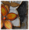 Minis cartes en duo scrap&eacute;es alt&eacute;r&eacute;es, r&eacute;tro, sur fond gris et fleur orange "Pour toi de moi"