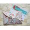 Pr&eacute;sentoir,  porte cartes de visite, &eacute;tui fleurs printemps multicolore, bleu, rose, beige
