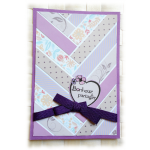 Carte de bonheur &agrave; partager au graphisme "chevrons" aux couleurs mauve et violet
