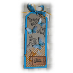 Etiquette carte tag scrap bordur&eacute;e shabby bleu orange beige "Plaisir d'offrir" pour cadeau, f&ecirc;te, amiti&eacute;, amour, anniversaire, remerciement,   
