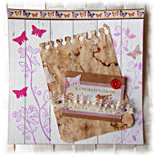 F&eacute;licitations r&eacute;tro ou vintage congratulations d'examen, de dipl&ocirc;me, ... carte en papier vieilli rose