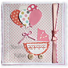Naissance de petite fille, cette carte "moments magiques" coloris rose, blanc et gris souhaite la bienvenue, f&eacute;licitations naissance