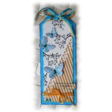 Carterie tag festonn&eacute;e r&eacute;tro bleu orange jaune "C'est ton jour" pour anniversaire, f&ecirc;te, amiti&eacute;, Love, 